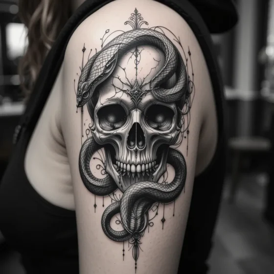 Snake and Skull Tattoo