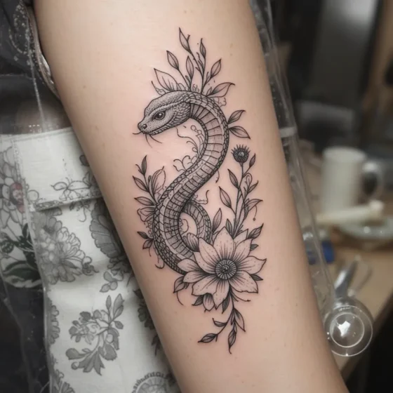 Snake with Floral Elements