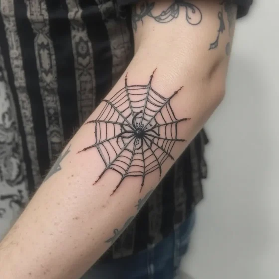 Spider Web Elbow Tattoo