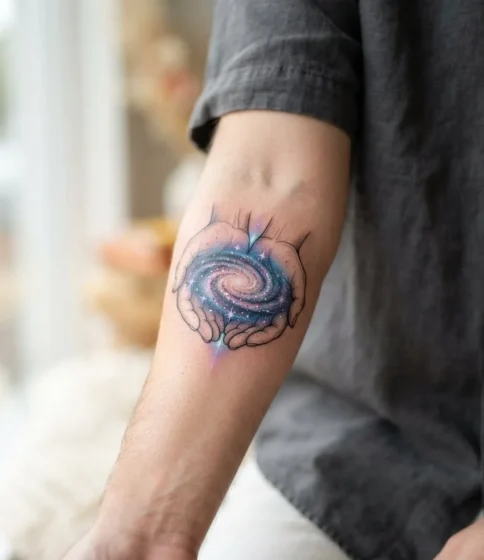 A Spiral Galaxy Cradled in Open Palms