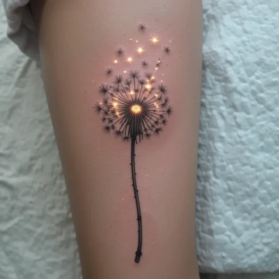 Starlit Dandelion Wish Tattoo