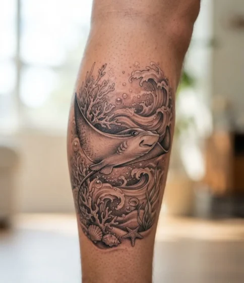 Stingray with Ocean Elements