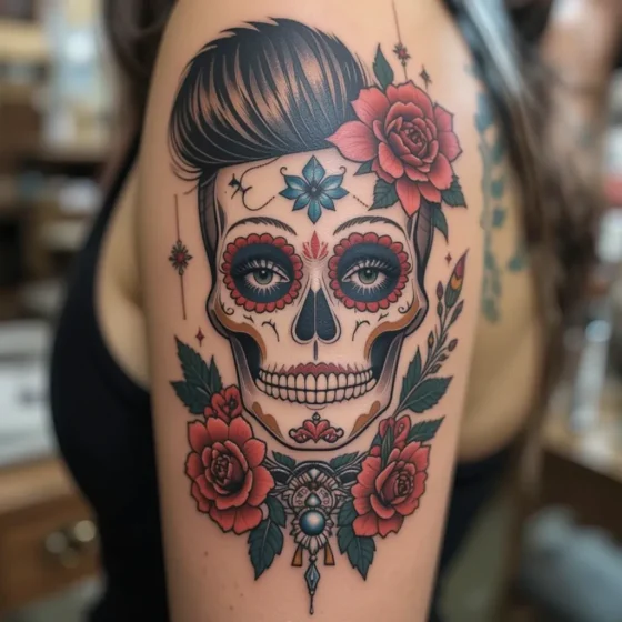 Sugar Skull with a Rockabilly Twist