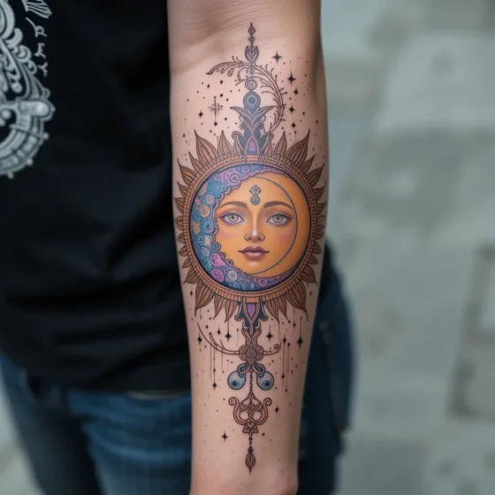 Sun and Moon Balance Tattoo