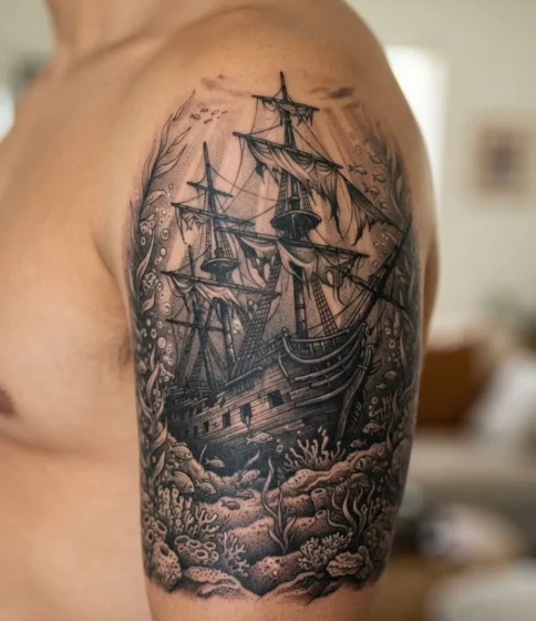 Sunken Ship Tattoo