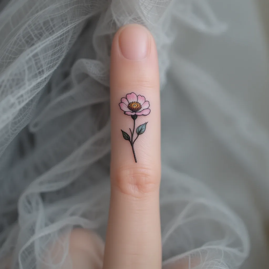 Tiny Finger Sweet Pea Tattoo