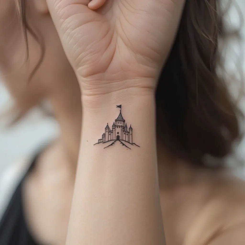  Tiny Minimalist Castle Tattoo