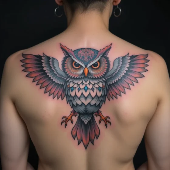 Traditional Owl Tattoo
