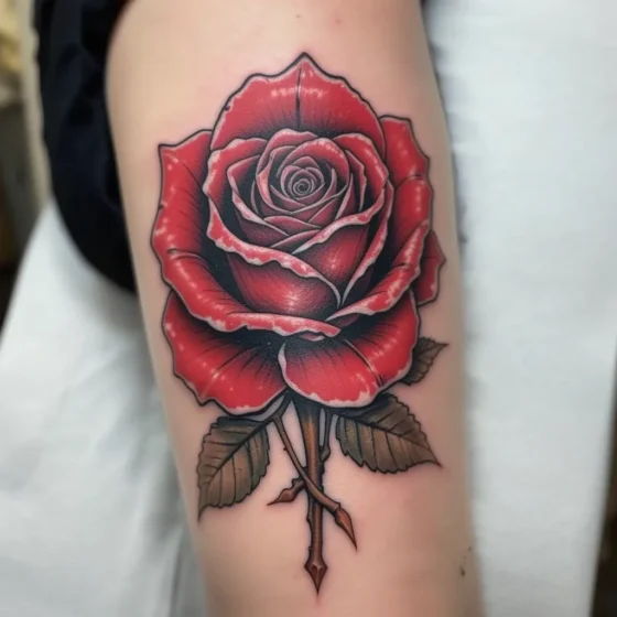 Traditional Rose Tattoo