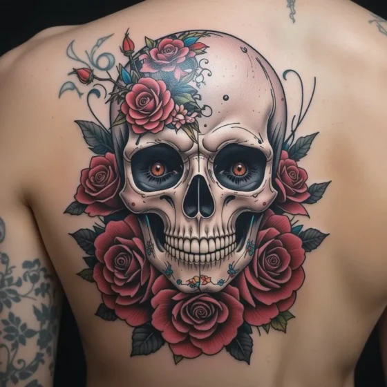 Traditional Skull and Roses
