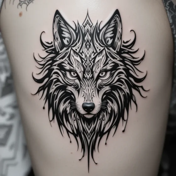 Tribal Wolf with Abstract Patterns