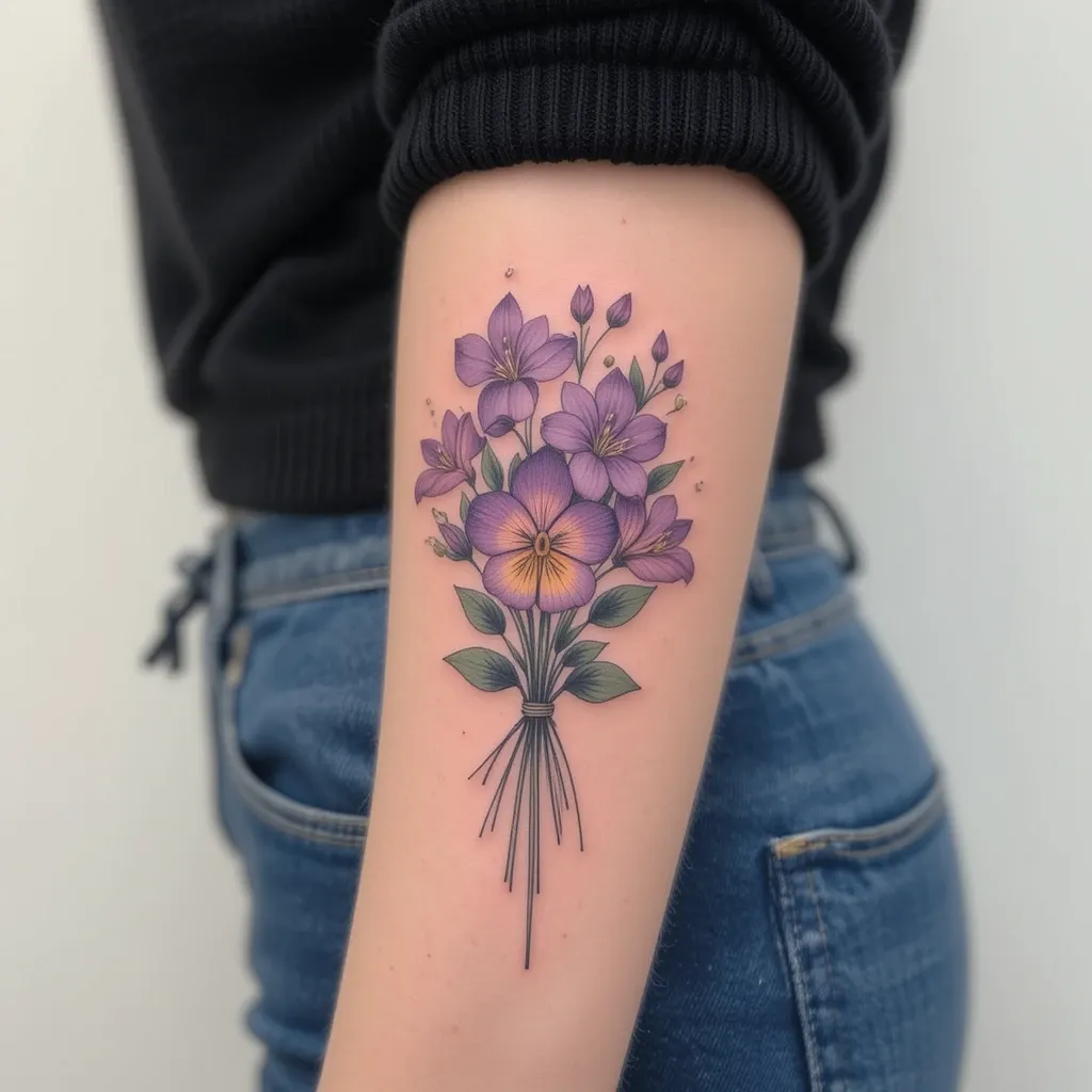 Violet Bouquet on the Forearm