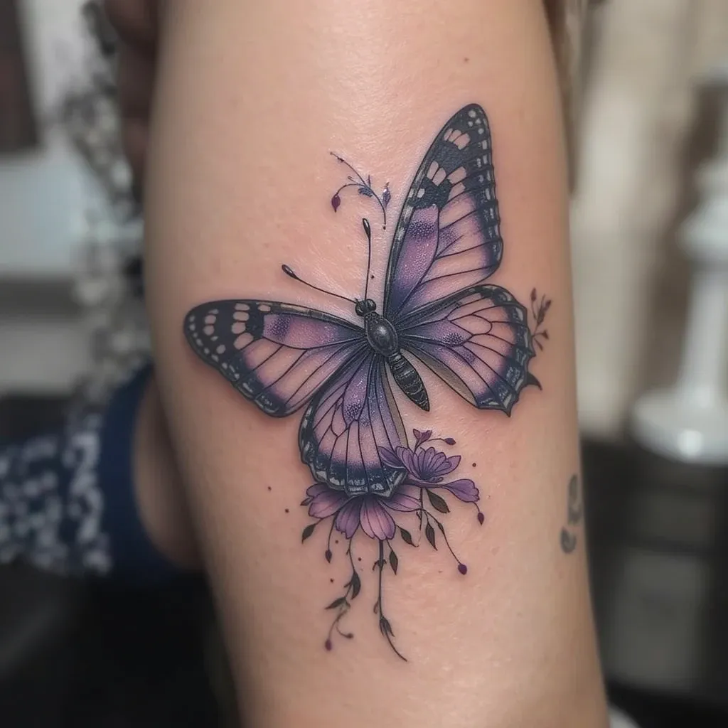 Violet and Butterfly Tattoo