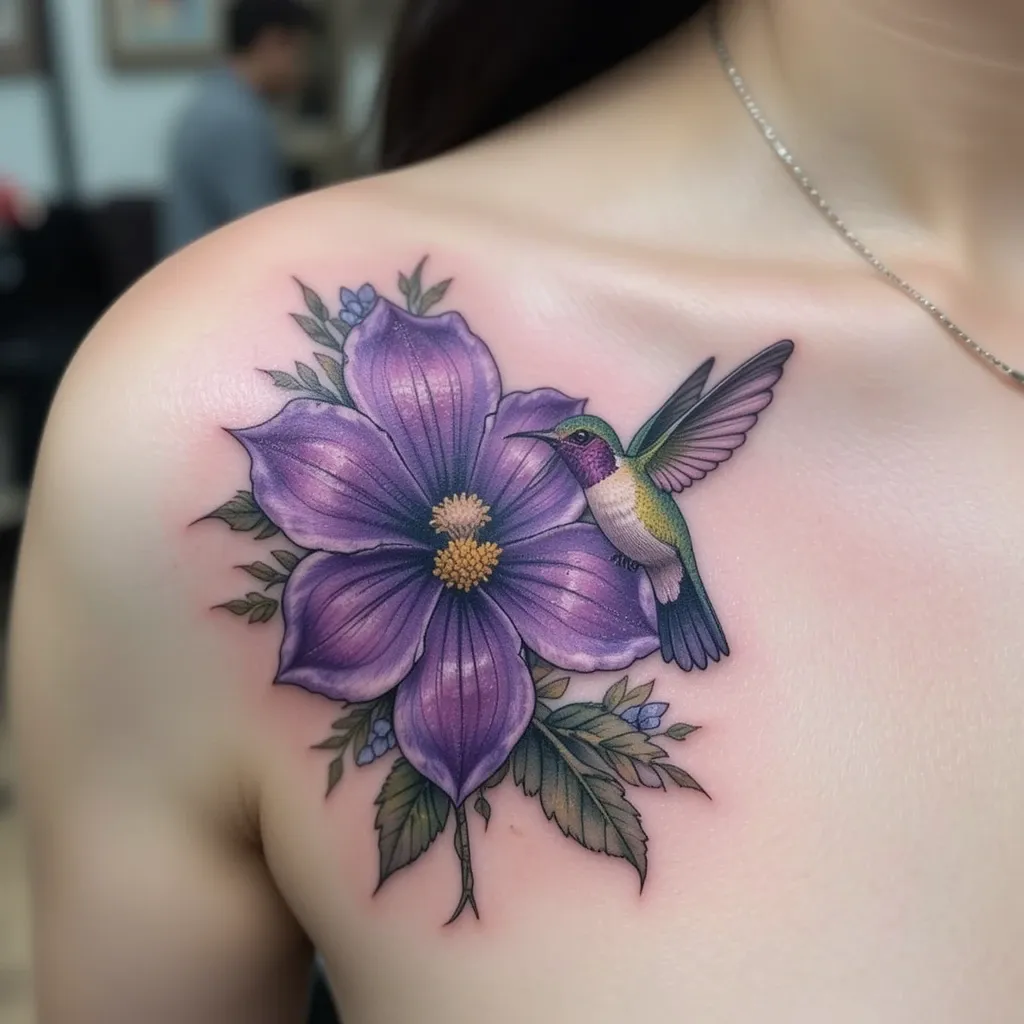 Violet with a Hummingbird