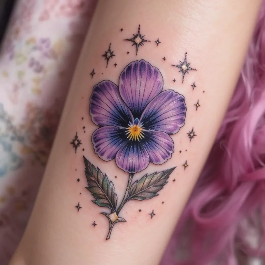 Violets and Stars Tattoo