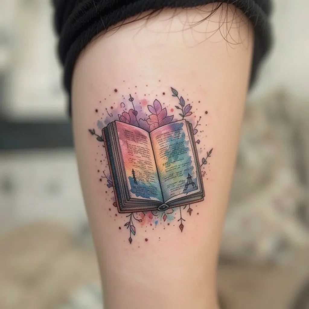 Watercolor Book Tattoo
