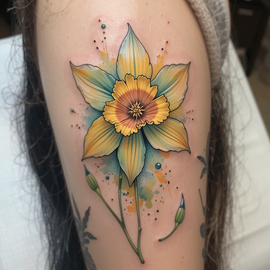 Watercolor Daffodil Tattoo