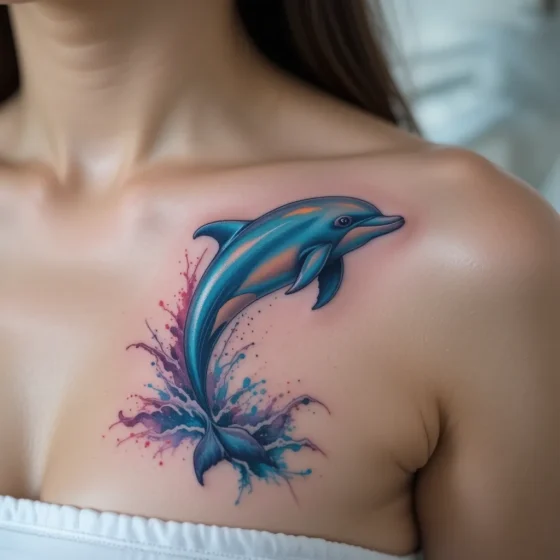Watercolor Dolphin Tattoo