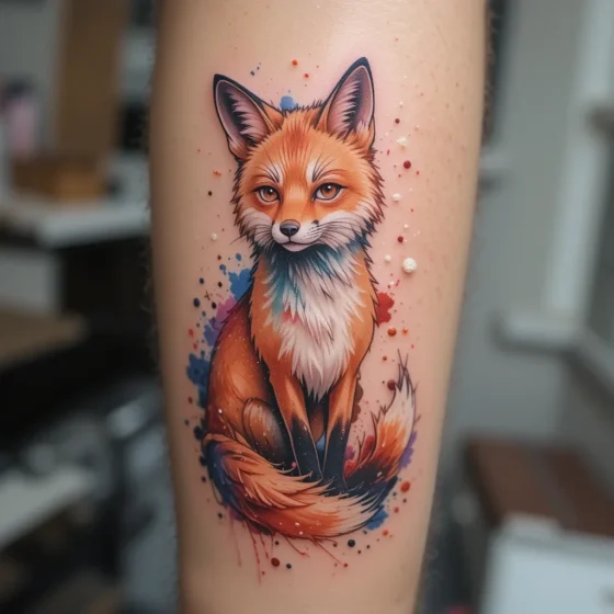 Watercolor Fox Tattoo