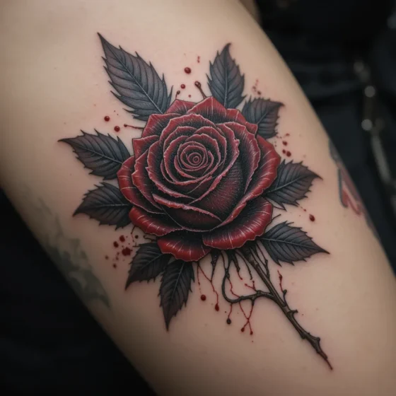 Bleeding Rose with Raven Feathers