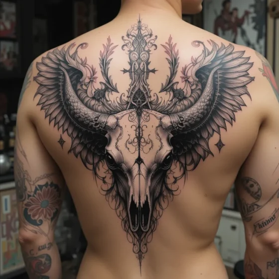 Bull Skull with Angel Wings