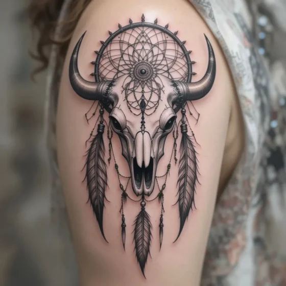 Bull Skull with a Dreamcatcher