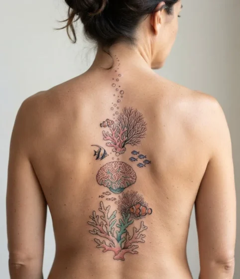 Coral Reef Spine Tattoo