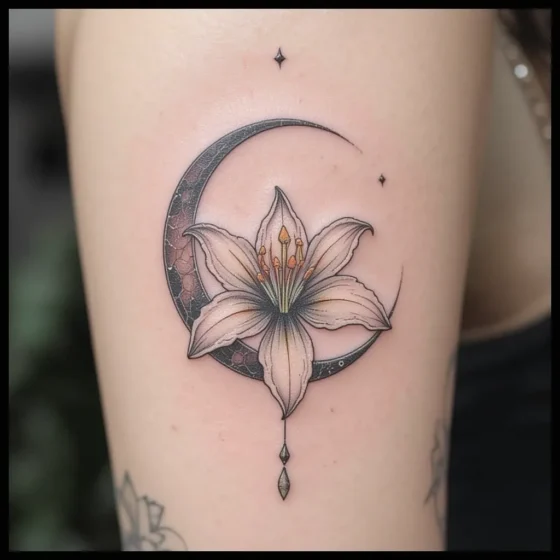 Crescent Moon and Lily