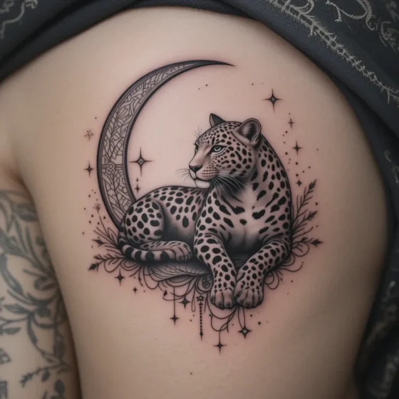 Crescent Moon with Leopard