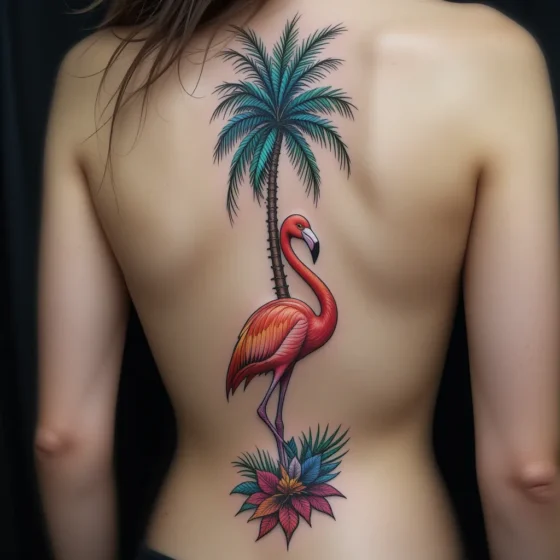 Flamingo and Palm Duo