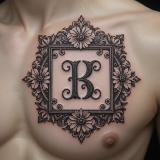 Floral Tooled Frame for Initials or Brand