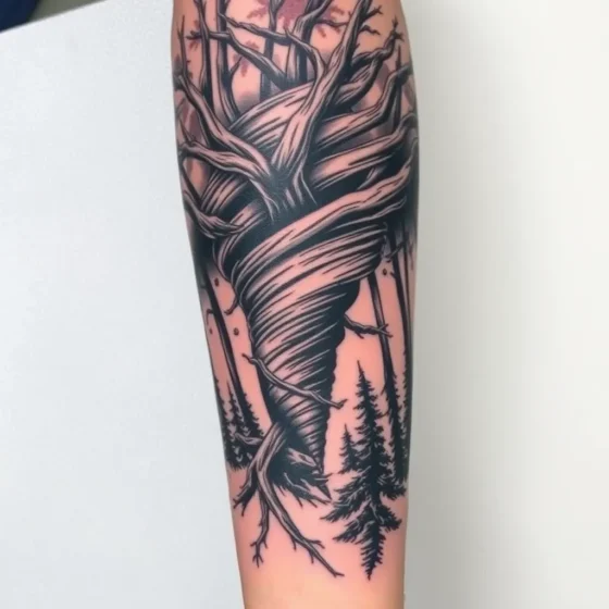 Forest Tornado with Falling Trees