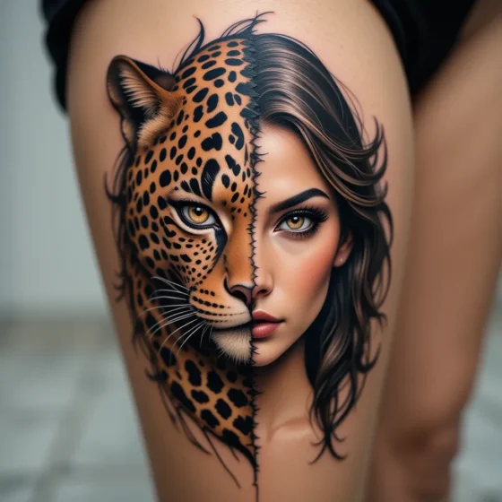 Half Leopard, Half Woman Face