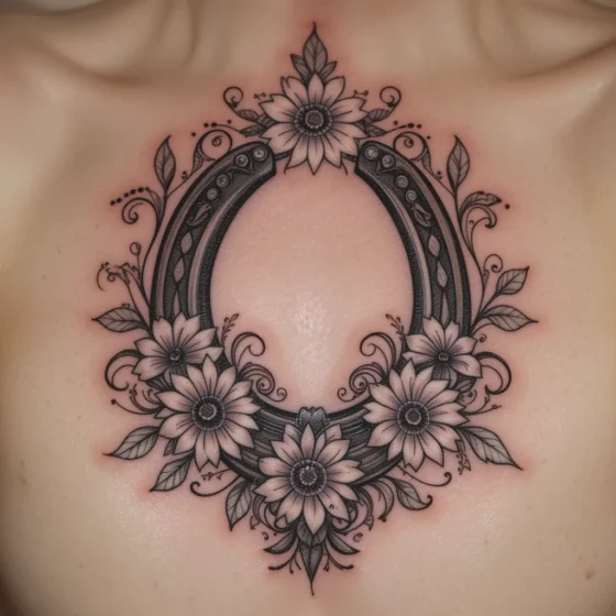 Horseshoe with Tooled Florals and Swirls