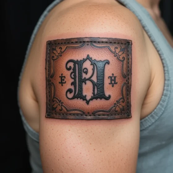 Leather Patch Tattoo with Branding Iron Design