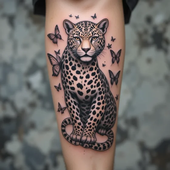 Leopard with Butterflies