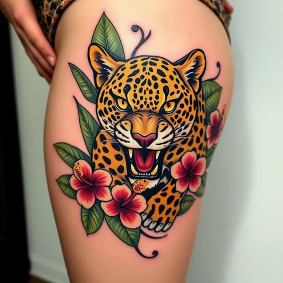 Leopard with Jungle Background