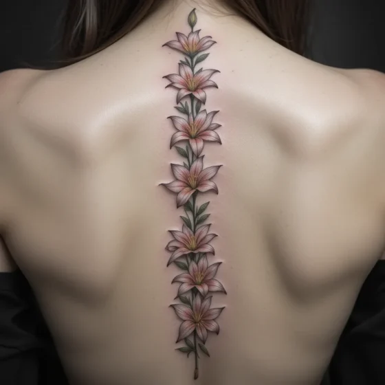 Lily Chain Spine Tattoo