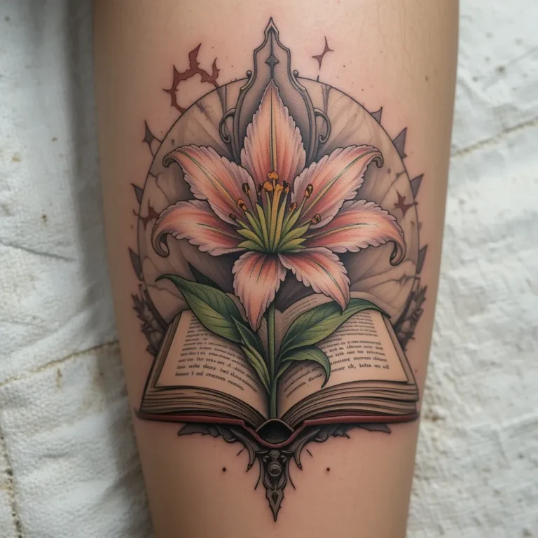 Lily Growing from Book Pages