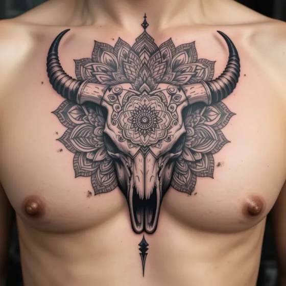 Mandala Bull Skull Tattoo