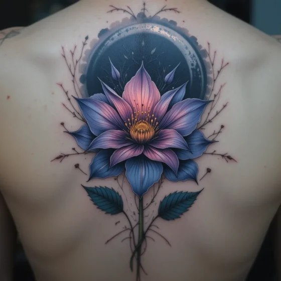 Moonflower Blooming Under a Crescent Moon