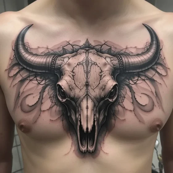 Realistic Shaded Bull Skull