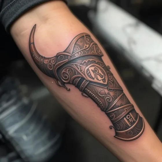 Saddlehorn with Tooled Leather Grip