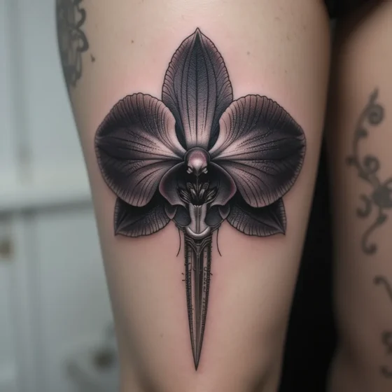 Shadowed Orchid with a Dagger Piercing It