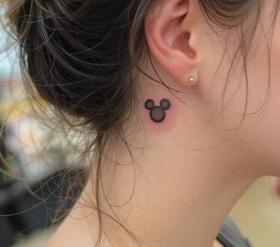 Tiny Mickey Head Behind the Ear