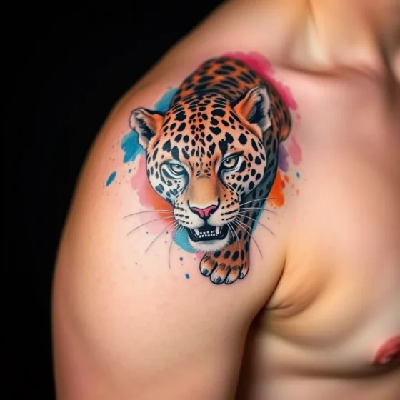 Watercolor Leopard Tattoo