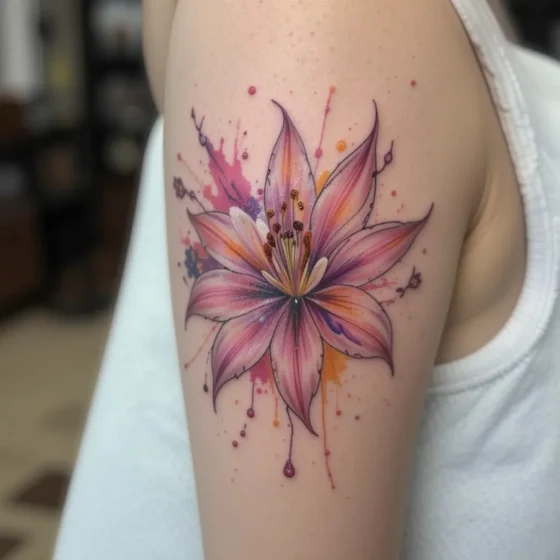 Watercolor Lily Tattoo