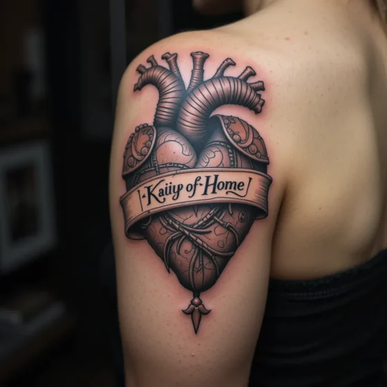 Western Tooled Heart with Banner