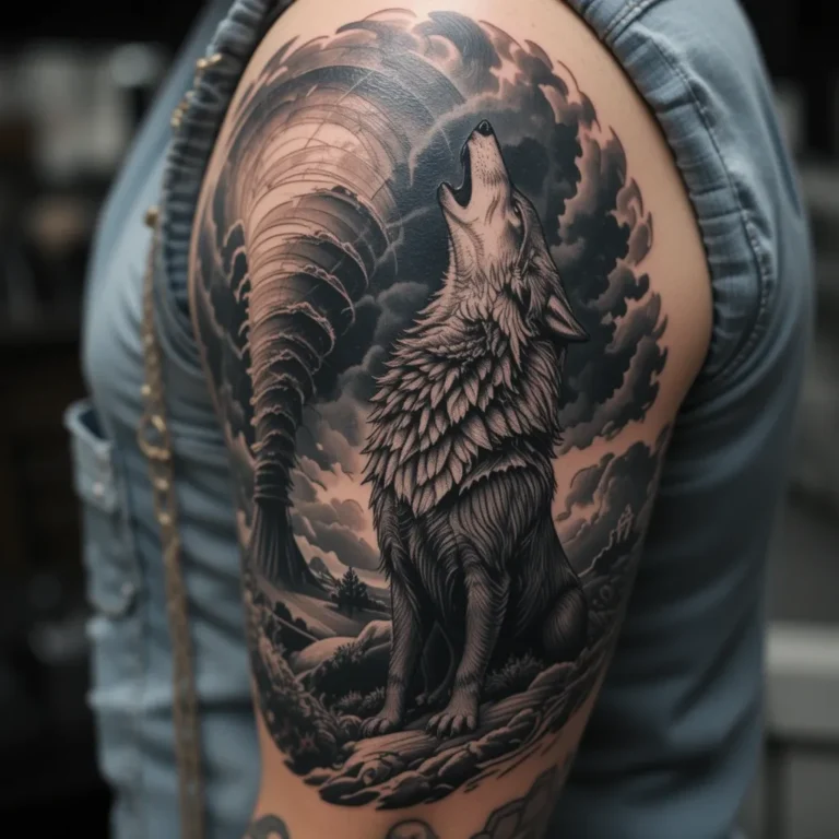 Wolf Howling at a Tornado