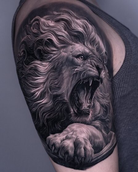3D Lion Head Tattoo